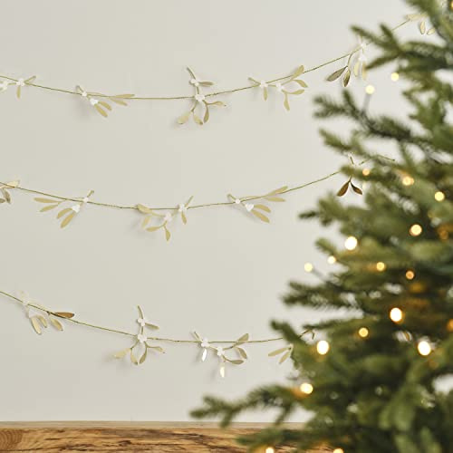 Ghirlanda decorativa con vischio dorato e spago dorato, 5 m