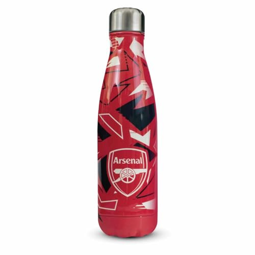 Hy-Pro Bouteille isotherme sous licence officielle Arsenal F.C. – Acier inoxydable, double paroi, bouteille isotherme, design décoloré, légère, étanche, excellente idée cadeau de football