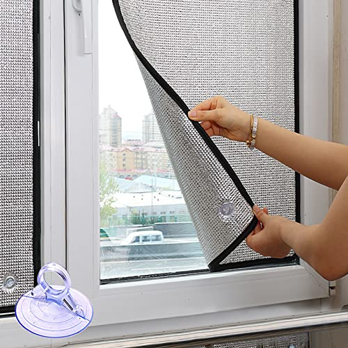 Kühlende Fensterfolie Aluminiumfolie Sichtschutzfolie,UV-Schutz Sonnenschutzfolie,Völlig Verdunkelungsfolie,Sonnendach Isolierfolie,8mm,Einfach zu Demontieren,für Das Heimbüro (30x200cm/12''x79'')