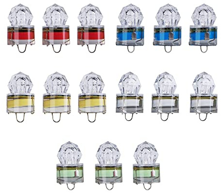 15pcs Luci di Pesca A Goccia Profonda, 5 Colori Subacquea Forma Diamante Pesca Lure Luce Lampeggiante LED Luci di Pesca per Attirare Pesci