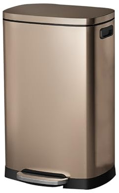 FQMYLTYN 50L Stufen-Mülleimer aus Edelstahl, Fingerabdruck-resistenter Mülleimer mit Fußpedal, Abfallkorb mit Deckel für Zuhause/Badezimmer/Küche (Color : Gold)