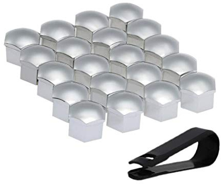 20 Stück Universal 21 mm Radmutterkappen Radmutterkappen Schraubenschutz Silber