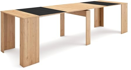 Skraut Home | Ausziehbarertisch | Multifunktionaler ausziehbarer | 300 | Für 14 Gäste | Esszimmertische | Moderner Stil | Eiche Schwarz