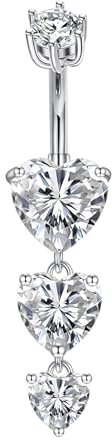 CIZME 925 Silber Nabelpiercing 14G 8/10mm Nabelstange mit Schmetterlingsanhänger Herzanhänger Bauchpiercing-Schmuck mit CZ