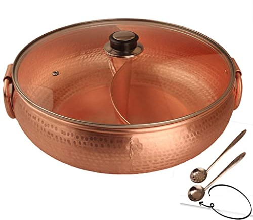 Juego de ollas calientes para cocina, cocina de inducción para el hogar, uso de pato mandarín, olla caliente de cobre, cordero antiguo Shabu, sartén especial, regalos duraderos para amigos (color: B,