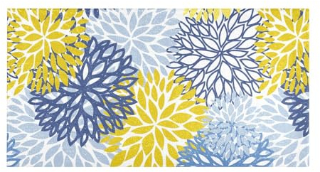Badezimmerteppich, 99 x 50 cm, gelb-blau, Chrysanthemen-Plüsch, zotteliger Badematte, super saugfähig, weiche Mikrofaser, maschinenwaschbar, rutschfest, schnell trocknend, Duschteppich für Badewanne,