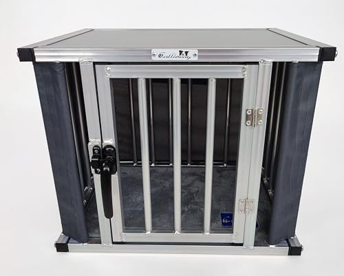 Callieway® Alu Dogbox – Hundekäfig Aluminium für Büro & Zuhause, 1-türig; (Small: 43×58×48cm)