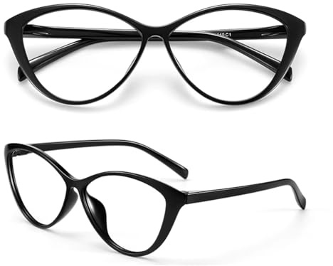 KFUGMAQN Myopia glasses, blue light blocking glasses, cat's eye fashionable women's glasses, these are not reading glasses (black, -350, Diopters)