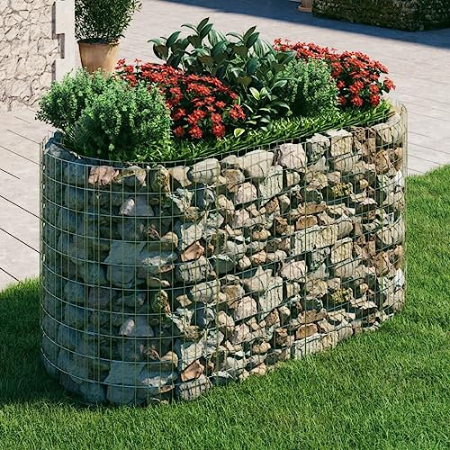 Gabionen-Hochbeet, Blumenkasten Pflanzkorb Blumentopf Set Blumentopf Hoch Geeignet für Terrace Plants Garten Draußen Verzinktes Eisen 200x100x100 cm