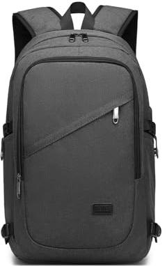 Kono Laptop Backpack Mens, 15.6 Inch Laptop Bag with USB Charging Port Anti Theft Water Resistant Rucksack for Men Women School Bag for Boys Grils (Dark Grey)