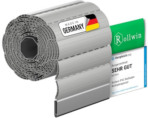 Rollwin ROLLADEN PVC Mini 38 Grau Ungebohrte Endleiste Rolladenpanzer Kunststoff Lamelle mit Hohlleiste Rollladenfenster Rollladen DEUTSCHE Produktion zum Einbauen Hier Konfigurieren »»