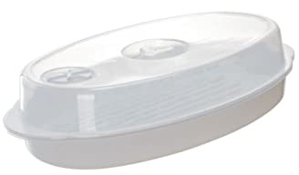 LABRIMP Vaporiera in Polipropilene per Pesce al Microonde Stili multipli con Coperchio, Piatto per Cottura a Vapore, Rapida Dissipazione del Calore per Cucina e Casa