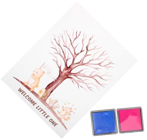 TINEASUR Gender Reveal Party Fingerabdruck Baum Dekoration Für Babyparty Geschlechtsenthüllung Andenken