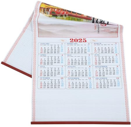 JEWEDECO Hängender Wandkalender Jahresplaner Chinesischer Schlangenkalender Monatsübersicht Stabiles Home Accessory Mit Beschreibbarem Bereich Für Wohn Büroorganisation