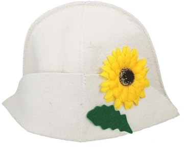 GMMH® Saunahut aus Wollfilz, Saunamütze für Damen, Blumen Muster und Design, Filz Kopfschutz Saunakappe Filzkappe Mütze Filzhut Hut Kappe für Sauna, Banya, Finnische Sauna