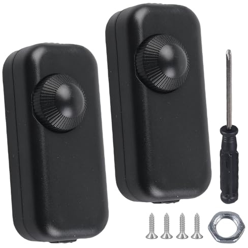 PRITOK LED Dimmer Switch: 1 Gang 2 Pack AC 110-240V Inline Dimmer Switch for 3-100W, Trailing Edge Built-in Dimmer Light Switch, for Dimmable Led Lights, Incandescent, Halogen Bulbs (Black)