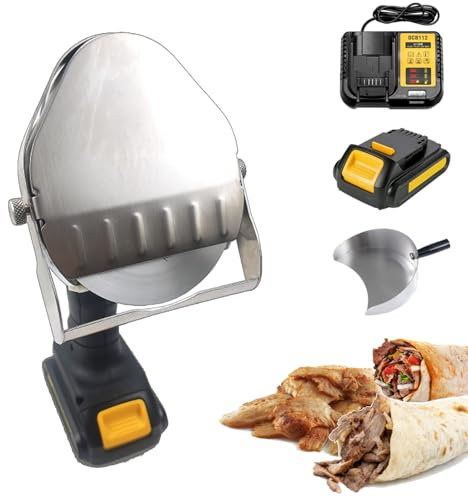 json2xml Rechargeable Kebab Cutting Knife Machine-2 types of blades,Electric Doner Kebab Slicer with Rotisserie Meat Shovel& Battery,0.5-8mm cutting thickness adjustment/lasting use time: 3-4h