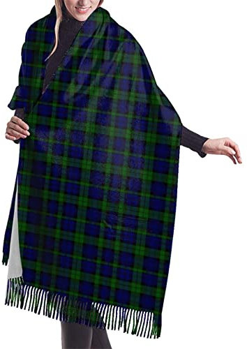 FJQWKLF Schottland Black Watch Campbell Tartan Damen-Schal, langer Schal, Kaschmir-Haptik, Schal, Wickeltuch, warmer Winterschal, 196,5 x 68,6 cm