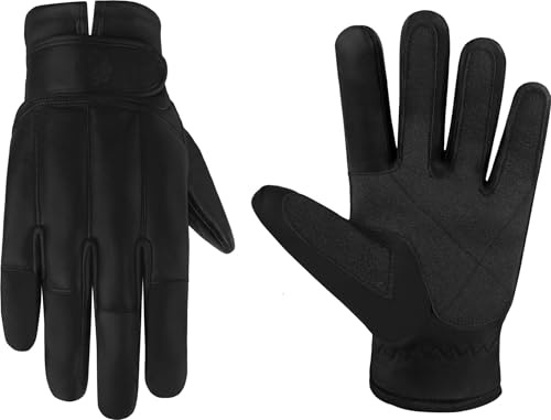 normani Securityhandschuhe Echtleder Polizeihandschuhe Quarzsandhandschuhe mit 360° Schnittschutz und Touchscreen - Atmungsaktive Taktische Einsatzhandschuhe Motorradhandschuhe Schwarz M