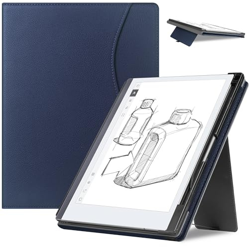 KuRoKo Protective Case for Remarkable 2 Digital Paper Tablet 10.3 inch (2020 Released),Multi-Angle Stand Cover with Pocket & Pen Holder,with Pen Tips Storage case,Only for Remarkable 2 10.3-Navy