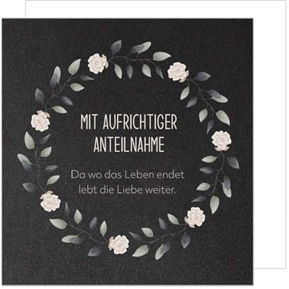 Edition Seidel Premium quadratische Trauerkarte mit Umschlag. Beileidskarte Karte mit Spruch In stiller Trauer Mitgefühl stille Anteilnahme Abschied herzliches Beileid (TQ128 SW025)