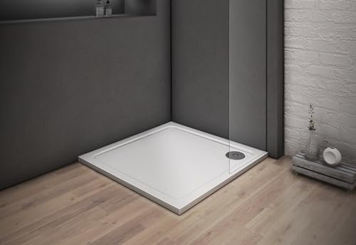 Receveur de douche blanc - 100x100x3cm - carré - Bac à douche extra plat - Antidérapant