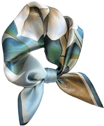 PLIPON 100% Mulberry Silk Neck Scarf - 21x21 Small Printed Square Neckerchief Scarves for Women Gift Packed(3Flower)