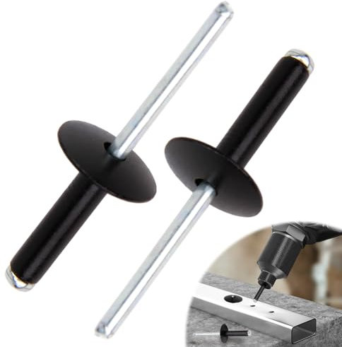 50 Pezzi Rivetti Ciechi in Alluminio con Flangia Grande, Nero, 4.8mm x 20mm,Rivetto cieco in alluminio Alluminio rivetti ciechi,Rivetti pop Rivetti Aperti per Applicazioni Industriali e Domestici