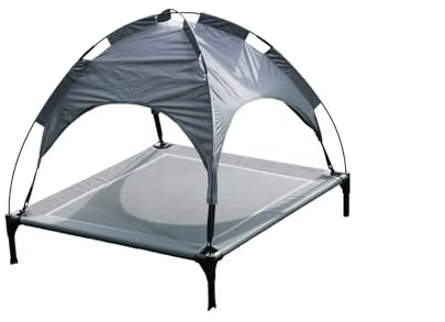 HOMION Elevated Dog Bed Outdoor Raised Dog Cats Cots Bed for Small/Medium Cats Dogs Cooling Camping Elevated Pet Bed Raised Cat Bed for Indoor Outdoor Washable Breathable, Grey with Black Frame