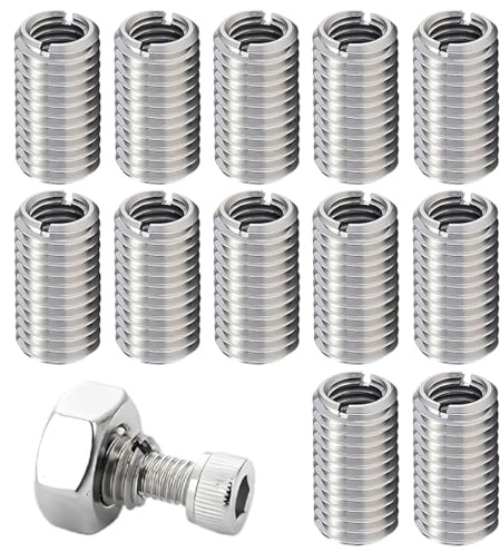 HABNI 12 Piezas Insertos Roscados M10 a M8 de Acero Inoxidable - Tuercas Reductoras Macho y Hembra, Insertos Autorroscantes, para Automoción, Turbinas de Vapor y Equipos Mecánicos
