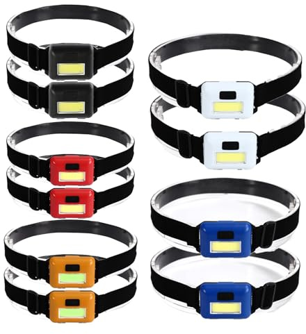 POCKETMAN 10 Stück LED Stirnlampe COB Super Hell Leicht Scheinwerfer Wasserdicht Kopflampe Lampe für Outdoor Camping Beleuchtung Nacht Laufen Notfall