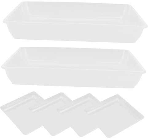AKOOSY 6 pièces Plateaux de Jardinière Carrés Plastique Blanc sous-Plats Drainants pour Pots de Fleurs Carrés Bac de Récupération Eau Pratique pour Plantes Intérieur et Extérieur