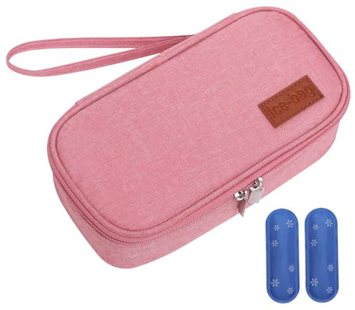 Peosaard Sac de Refroidisseur de Lait Maternel avec 2 glacière Isulatumer Oxford Tissu matermoul Refroidisseur avec Cordon Fermeture à glissière imperméable 8.3x4.3x2.6 Pouce Portable Sac Portable