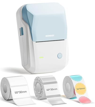 NIIMBOT Stampante per etichette Bluetooth con 3 etichette, azzurro