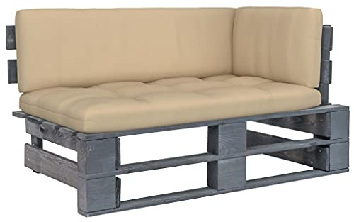 QZZCED Canapé d'angle de jardin en palettes en bois de pin imprégné, résistant aux intempéries et durable avec coussin inclus, design modulaire