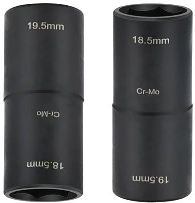 Juego de Llaves de Impacto de 18,5 mm y 19,5 mm, Llave para Quitar Ruedas de Coche, Herramienta de Cambio de Neumáticos - Llave de Vaso de 1/2 - Doble Cabeza para Cambios de Neumáticos