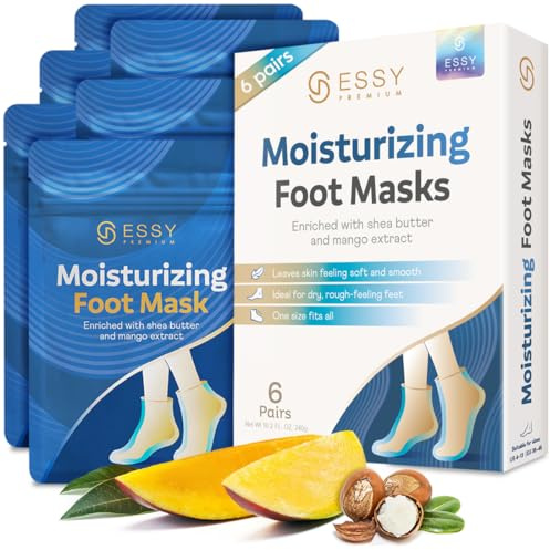 Essy Fuktgivande Fotmask i Strumpor, Sheasmör & Mango, 6 Par Strumpor