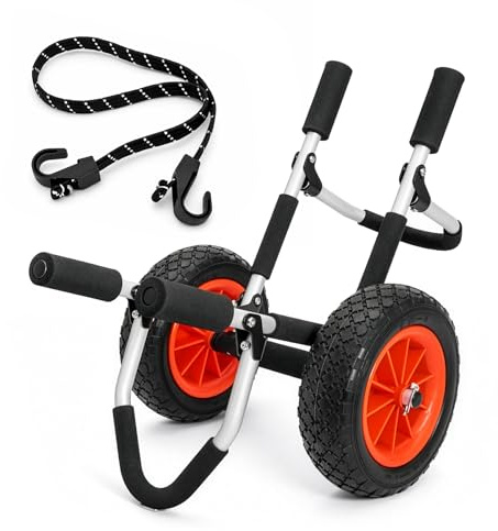 GREENSAPPIRE Upgraded Klappbarer Kajak-Wagen mit pannensicheren Luftreifen, robuster Aluminium-Kajak- und Kanukarren für Kajak, Kanu, SUP, Paddleboard, 100 kg Tragfähigkeit – Tragbarer Bootswagen