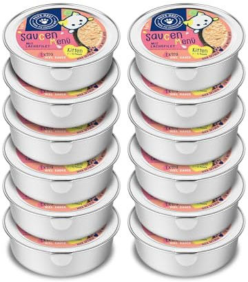Pets Deli Junior Nassfutter für Katzen mit Lachs & Huhn, 12x85g | Zarte Filets in Sauce mit Lachs & Huhn, mit Omega-3 für Kitten & Jungkatzen, getreidefrei, ohne Zucker, Premium Qualität