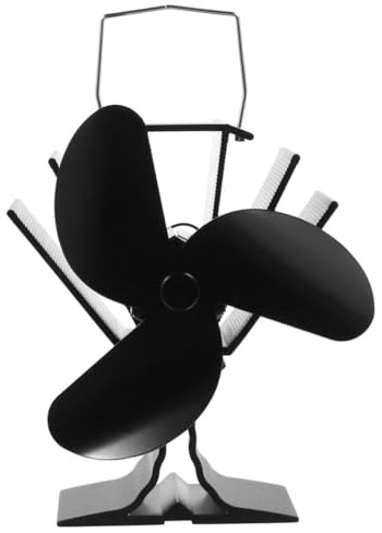 LIFKICH Ventilador para Chimenea de Metal Negro 3 Palas, Gran Flujo de Aire sin Necesidad de Baterías ni Electricidad, Adecuado para Estufas de Gas o Leña en Habitaciones Acogedoras