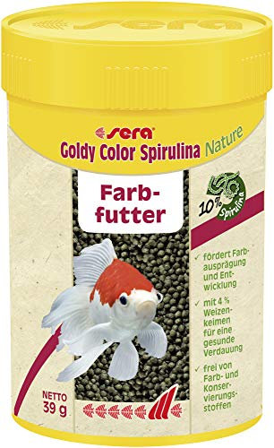 sera Goldy Color Spirulina Nature 100 ml - Farbfutter für Goldfische mit 10 % Spirulina, Goldfischfutter fürs Aquarium mit hoher Futterverwertbarkeit und somit weniger Algen