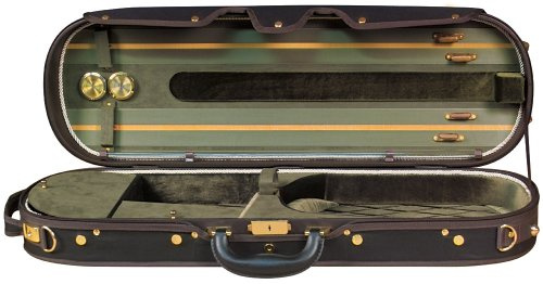 Baker Street BK-4030 Luxury Violin Case – Modern Oblong – Sturdy Plywood, Padded Velour Interior, Accessory Compartments & Shoulder Strap for Protection & Travel