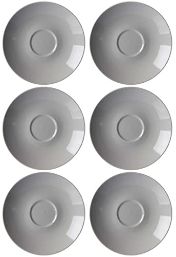 Ritzenhoff & Breker Doppio Espressountertassen, 6er Set, Grau, ø 12 cm, Espresso Unterteller mit farbigem Rand, Untere aus Porzellan, Spülmaschinengeeignet