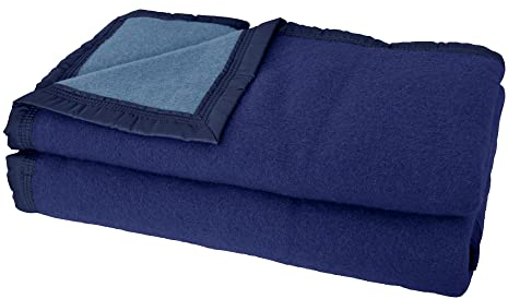 Linnea Manta Pure Lana Virge Woolmark 500 g/m² Volta 240 x 300 cm, azul marino y Myosotis