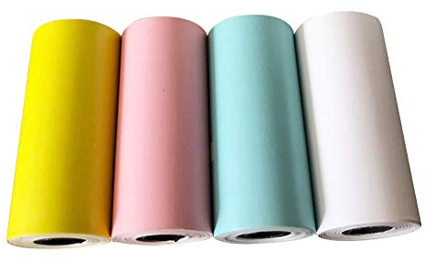 SADA72 4 bedruckbare Aufkleber-Rollen – farbiges Direkt-Thermopapier, selbstklebend, 57 x 25 mm, für Paperang und Mini Wireless Mobile Instant Drucker (Gelb, Rosa, Blau, Weiß)