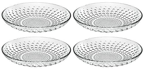 Glass Bowl -Plate - for Soup - Dessert - Pasta - Soup Plate - Designed -Set of 4 Plates - 8.2 Diameter - Made in Europe - by Barski