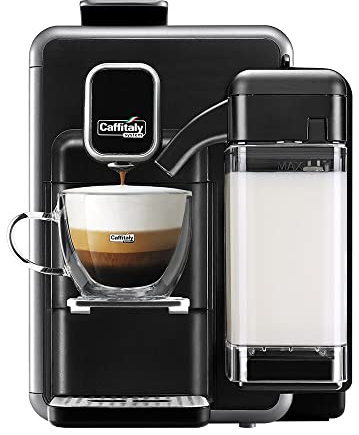 Caffitaly System - BIANCA S22 Macchina da Caffè Espresso a Sistema Chiuso per Capsule Originali R-Smart - Montalatte integrato, Poggia Tazze Regolabile, con Sistema a Capsule Originali R-smart, Silver