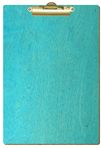 Bütic Holz Klemmbrett Standardform Türkis für DIN A3 A4 A5 A6 aus 3mm Birkensperrholz und mit widerstandsfähigem Klarlack versiegelt