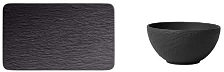 Villeroy & Boch - Manufacture Rock Multifunkionsteller rechteckig, schwarz Manufacture Rock Schale, 430 ml, 14 cm, Premium Porzellan, schwarz