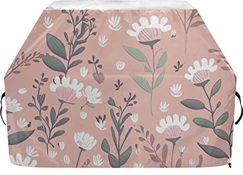 Grillabdeckung 65 Zoll Schnee Resistant Grillabdeckungen für Außen Rosa Grün Weiß Blumen Holzkohle Grillabdeckung Wasserdicht